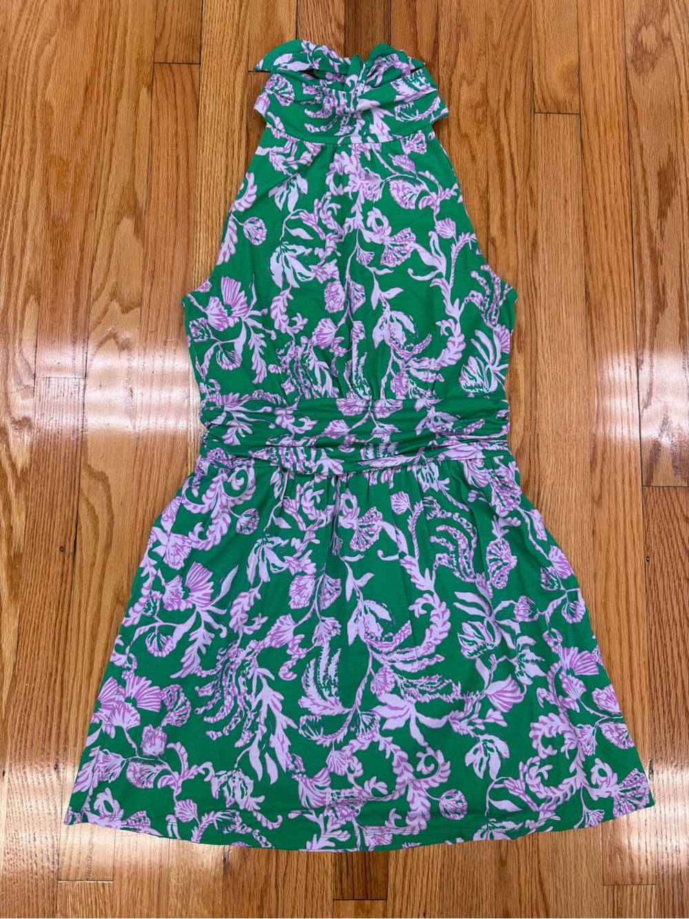 Lily Pulitzer Wyota Skirted Romper Green and Purple Floral Halter Dress